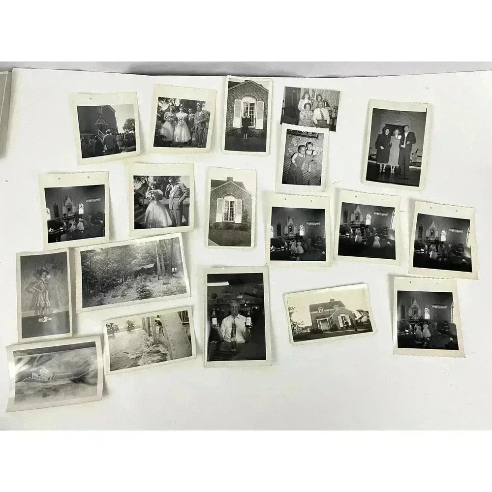Antique Lot of 19 B&W Photographs 1930's Wedding Illinois Estate Find OOAK‎